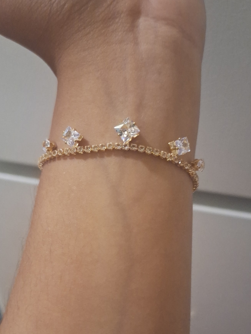 Gold Tone Cubic Zirconia Crown Accent Bracelet - Gold